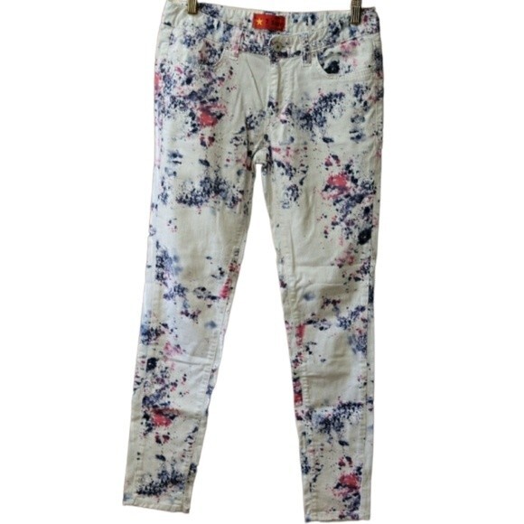 7 Star White Splatter Painted Skinny Jean's 29 - Picture 1 of 14
